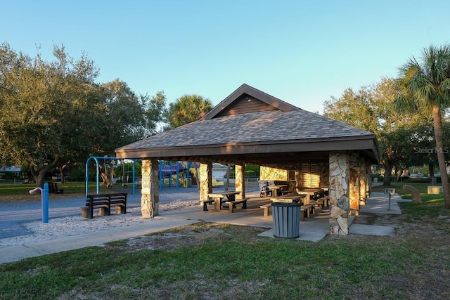 view of community with a gazebo