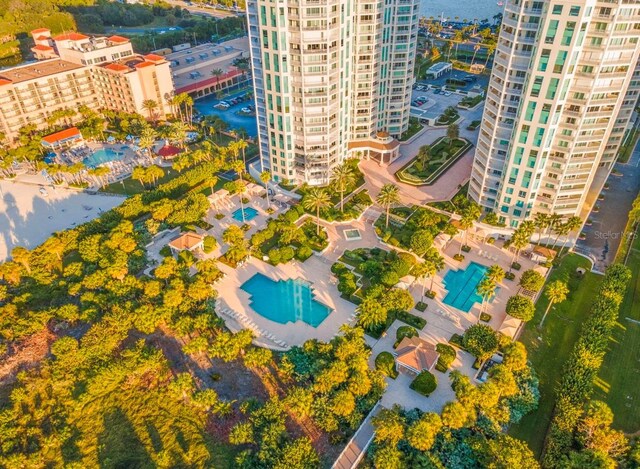 aerial view featuring a view of city