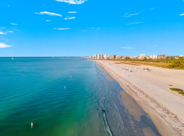 property view of water with a beach view