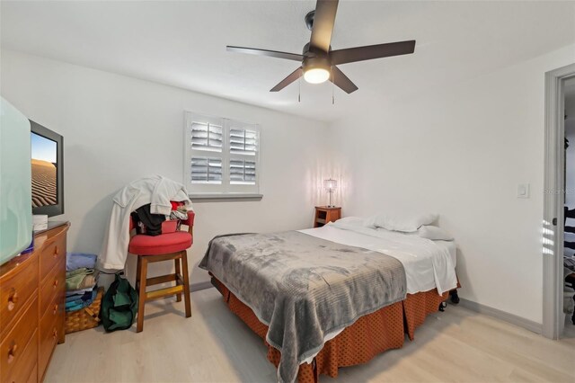 2419 Palmwood Dr, Holiday, FL 34690 - bedroom with ceiling fan and light hardwood / wood-style floors