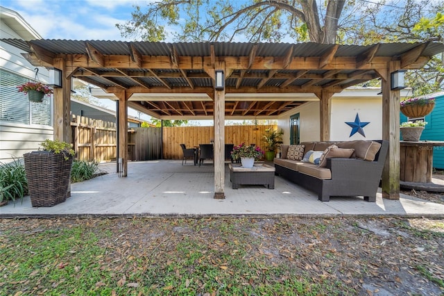 view of patio / terrace featuring an outdoor living space