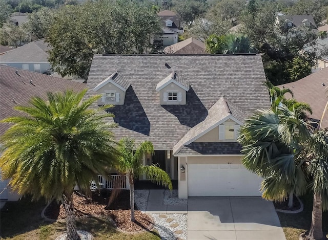 exterior space with a garage