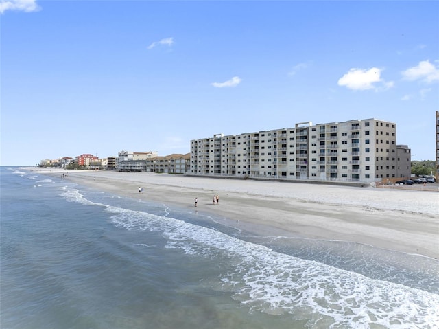 view of water feature featuring a beach view