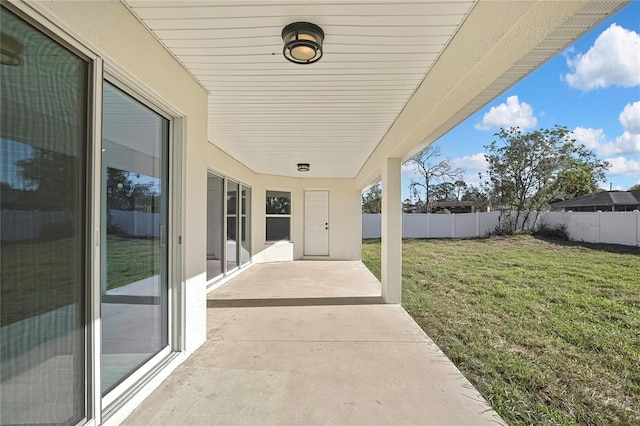 view of patio featuring a fenced backyard