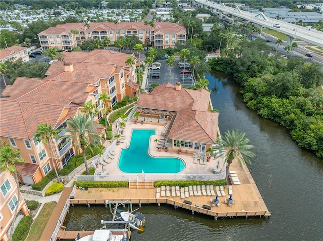 bird's eye view featuring a water view