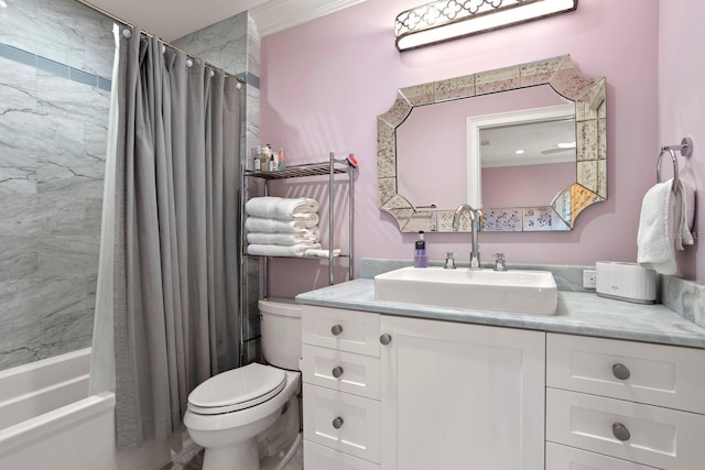 full bathroom featuring vanity, toilet, and shower / bath combo