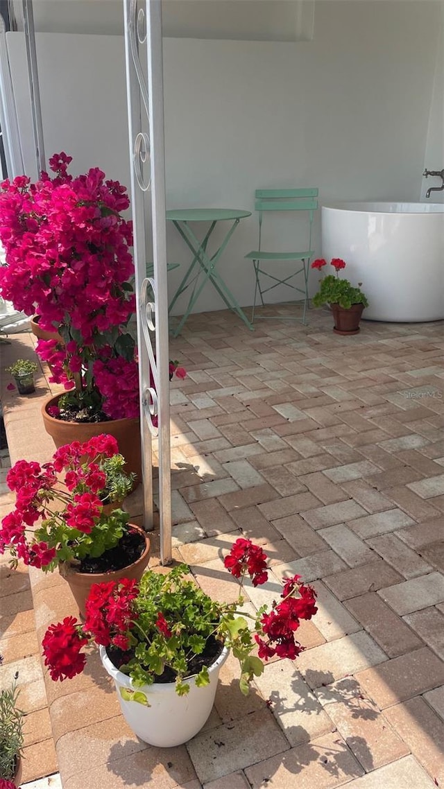 balcony with a patio area