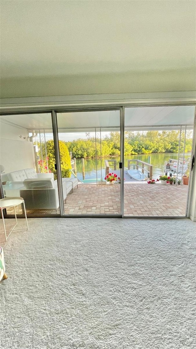 unfurnished sunroom featuring a water view and a healthy amount of sunlight