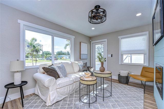 living room featuring light hardwood / wood-style floors