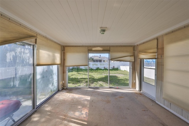 view of unfurnished sunroom