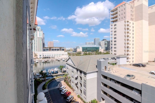 property's view of city with a water view