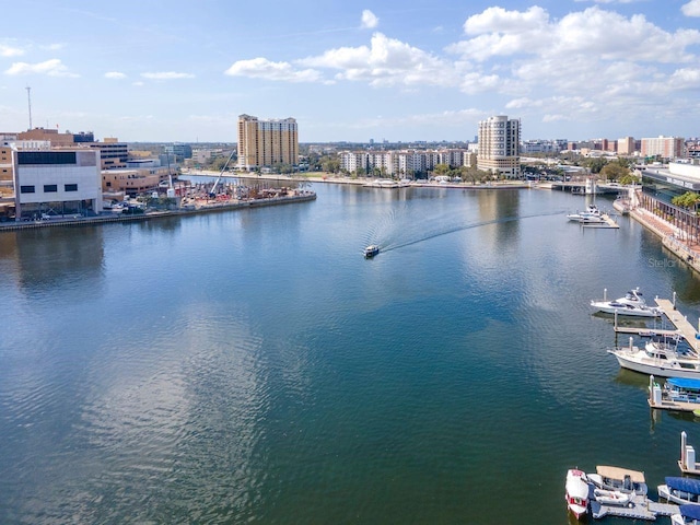 property view of water with a city view