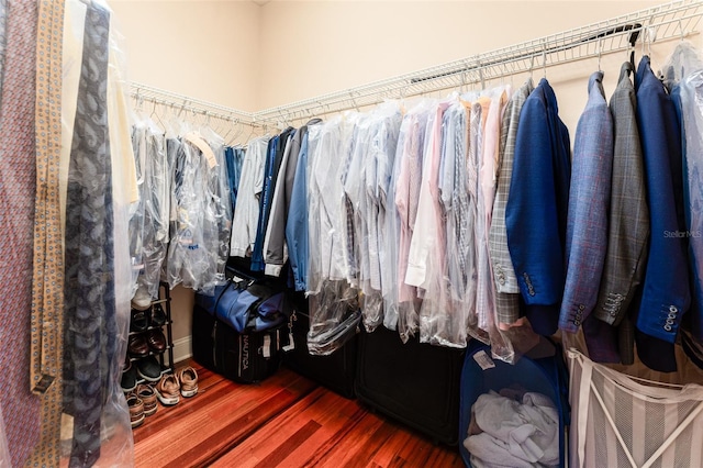 walk in closet featuring hardwood / wood-style flooring