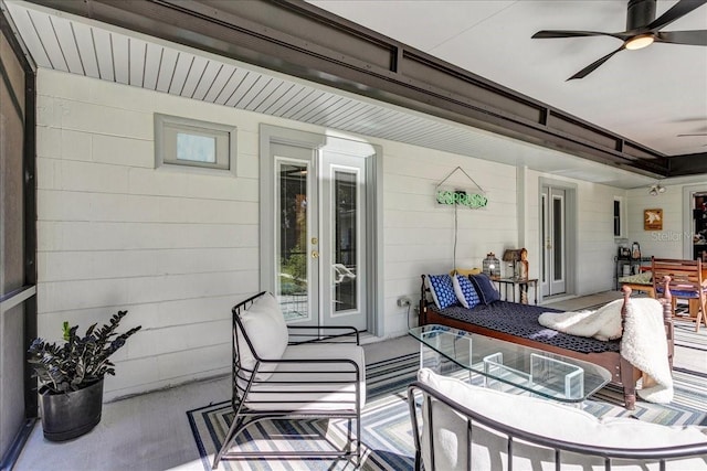 view of patio featuring outdoor lounge area and ceiling fan