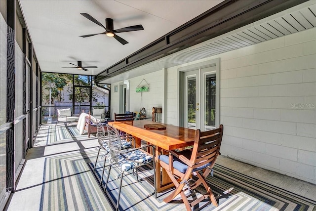 sunroom with french doors