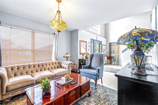 view of tiled living room