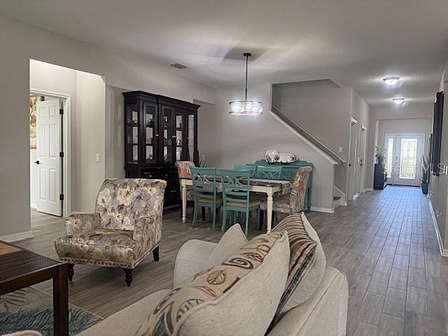 living room with hardwood / wood-style floors