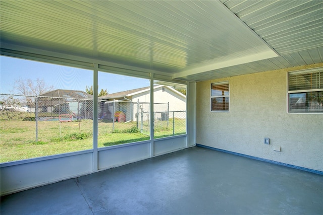 view of unfurnished sunroom