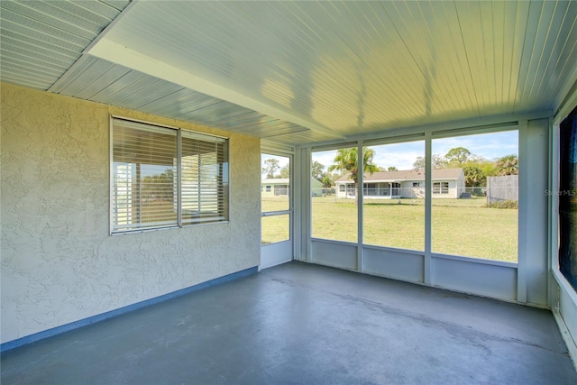 view of unfurnished sunroom