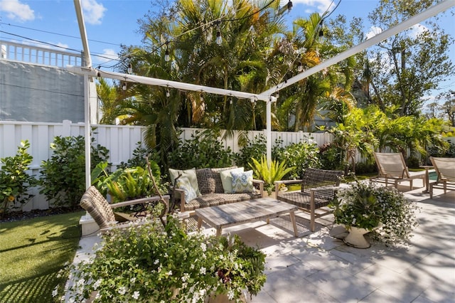 view of patio featuring an outdoor living space