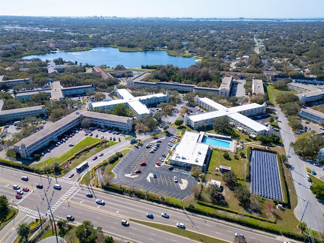 bird's eye view featuring a water view