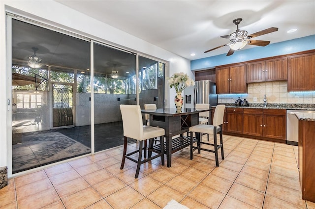 2786 Countryside Blvd Unit 2, Clearwater, FL 33761 - interior space featuring sink, light tile patterned floors, and ceiling fan