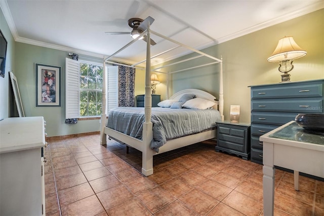 2786 Countryside Blvd Unit 2, Clearwater, FL 33761 - tiled bedroom featuring crown molding and ceiling fan