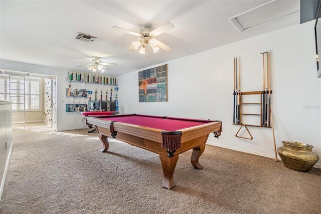 2786 Countryside Blvd Unit 2, Clearwater, FL 33761 - recreation room with ceiling fan, billiards, and carpet floors
