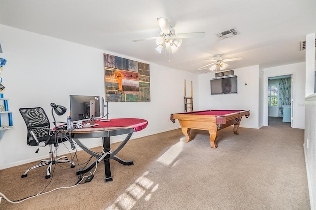 2786 Countryside Blvd Unit 2, Clearwater, FL 33761 - recreation room with carpet, pool table, and ceiling fan