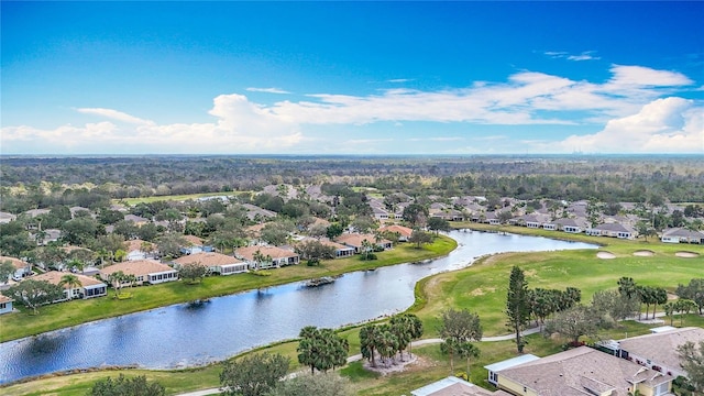 bird's eye view featuring a residential view and a water view