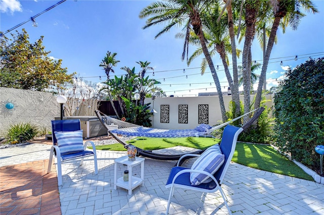 view of patio with a fenced backyard