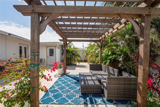 view of patio / terrace featuring a pergola