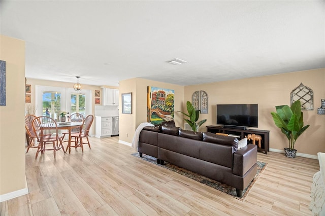 living room featuring light hardwood / wood-style floors