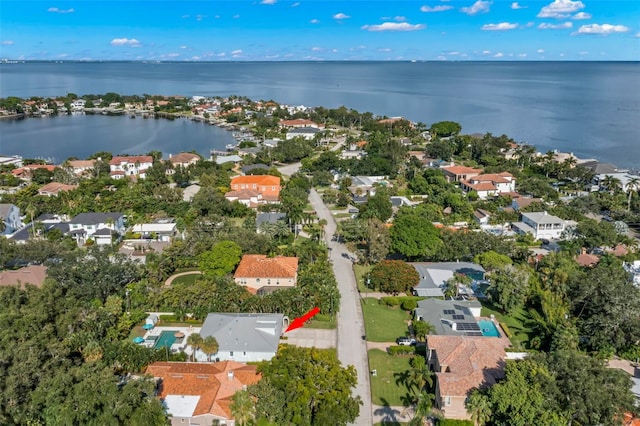 bird's eye view featuring a water view