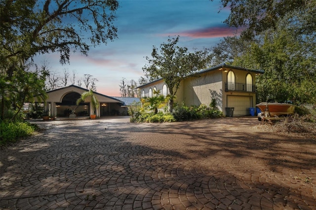 view of front of home with a garage