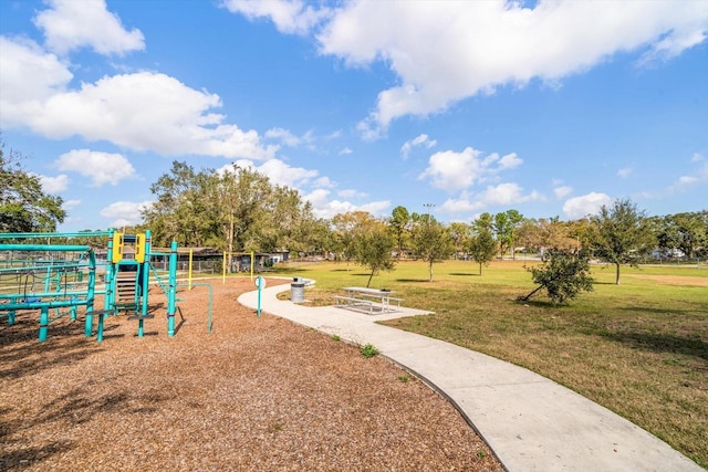 view of playground featuring a yard