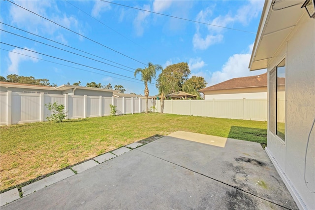view of yard featuring a fenced backyard and a patio area