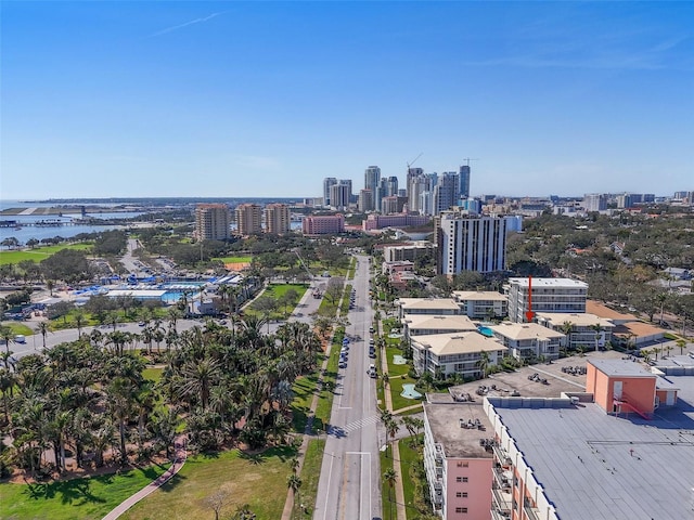 drone / aerial view featuring a view of city