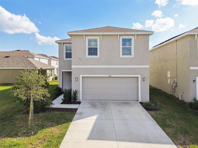 16126 Sunday Stroll Way, Odessa, FL 33556 - traditional-style home featuring stucco siding, concrete driveway, an attached garage, and a front lawn