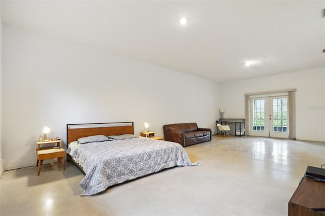 bedroom featuring french doors and access to outside