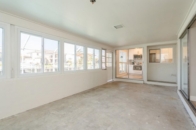 view of unfurnished sunroom