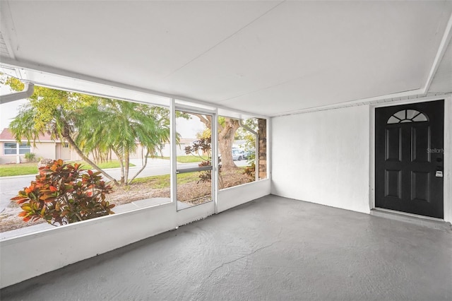 view of unfurnished sunroom