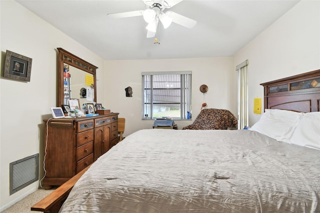 bedroom with carpet and ceiling fan