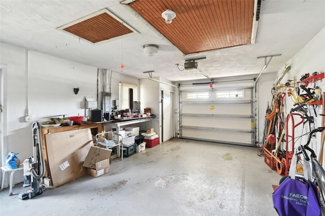 garage with a garage door opener