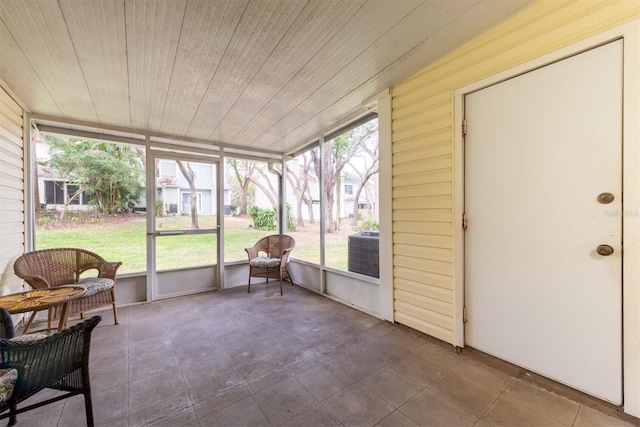 sunroom / solarium with wooden ceiling