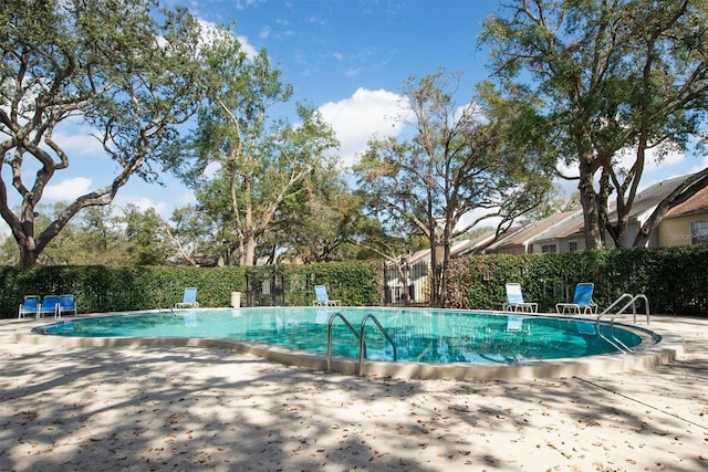 view of swimming pool featuring a patio