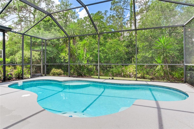 swimming pool with glass enclosure