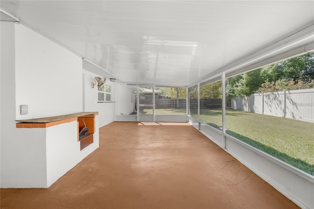 view of unfurnished sunroom