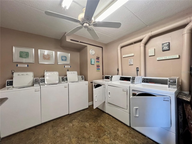 laundry room with separate washer and dryer and ceiling fan