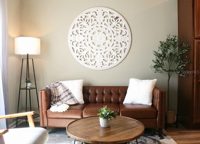 living room with wood-type flooring